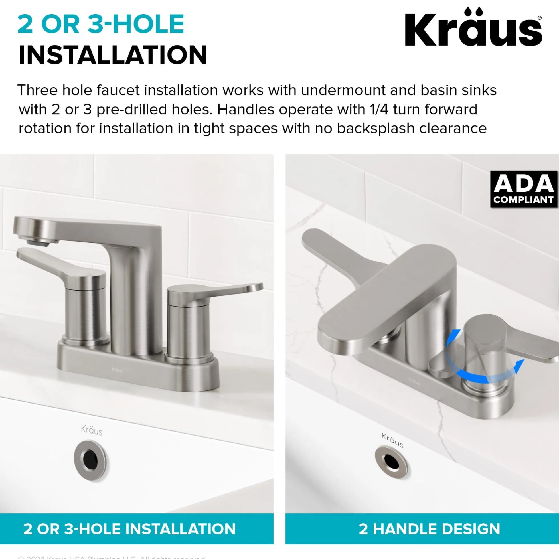 2-Handle 4-inch Centerset Bathroom Faucet in Matte Black with Pop Up Drain and Supply Lines