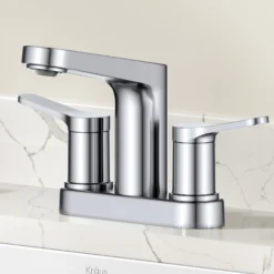 2-Handle 4-inch Centerset Bathroom Faucet in Chrome with Pop Up Drain and Supply Lines