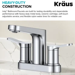2-Handle 4-inch Centerset Bathroom Faucet in Chrome with Pop Up Drain and Supply Lines