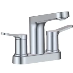 2-Handle 4-inch Centerset Bathroom Faucet in Chrome with Pop Up Drain and Supply Lines