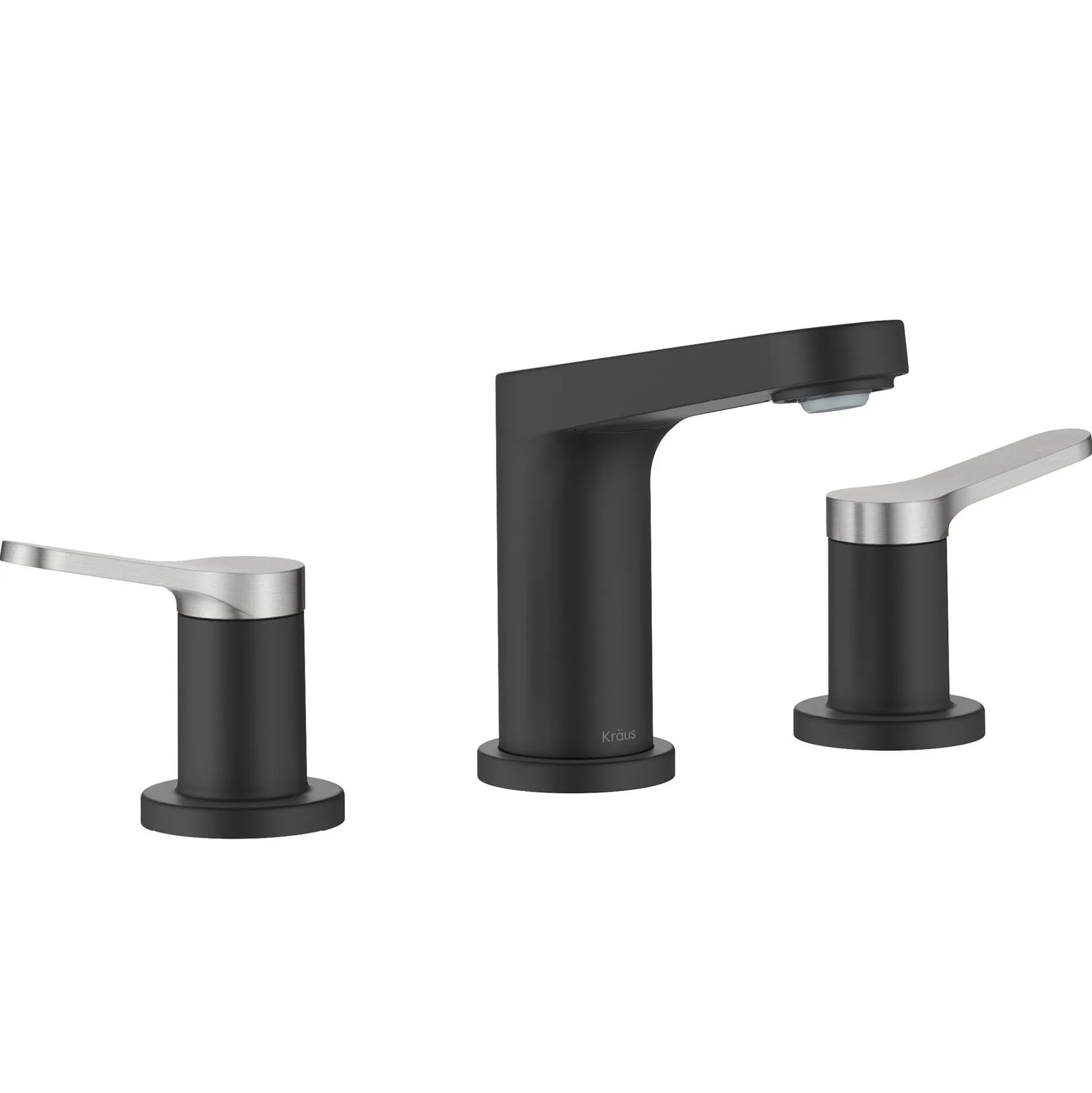 2-Handle 8-inch Widespread Bathroom Faucet in Spot-Free Brushed Nickel / Matte Black with Pop Up Drain and Supply Lines