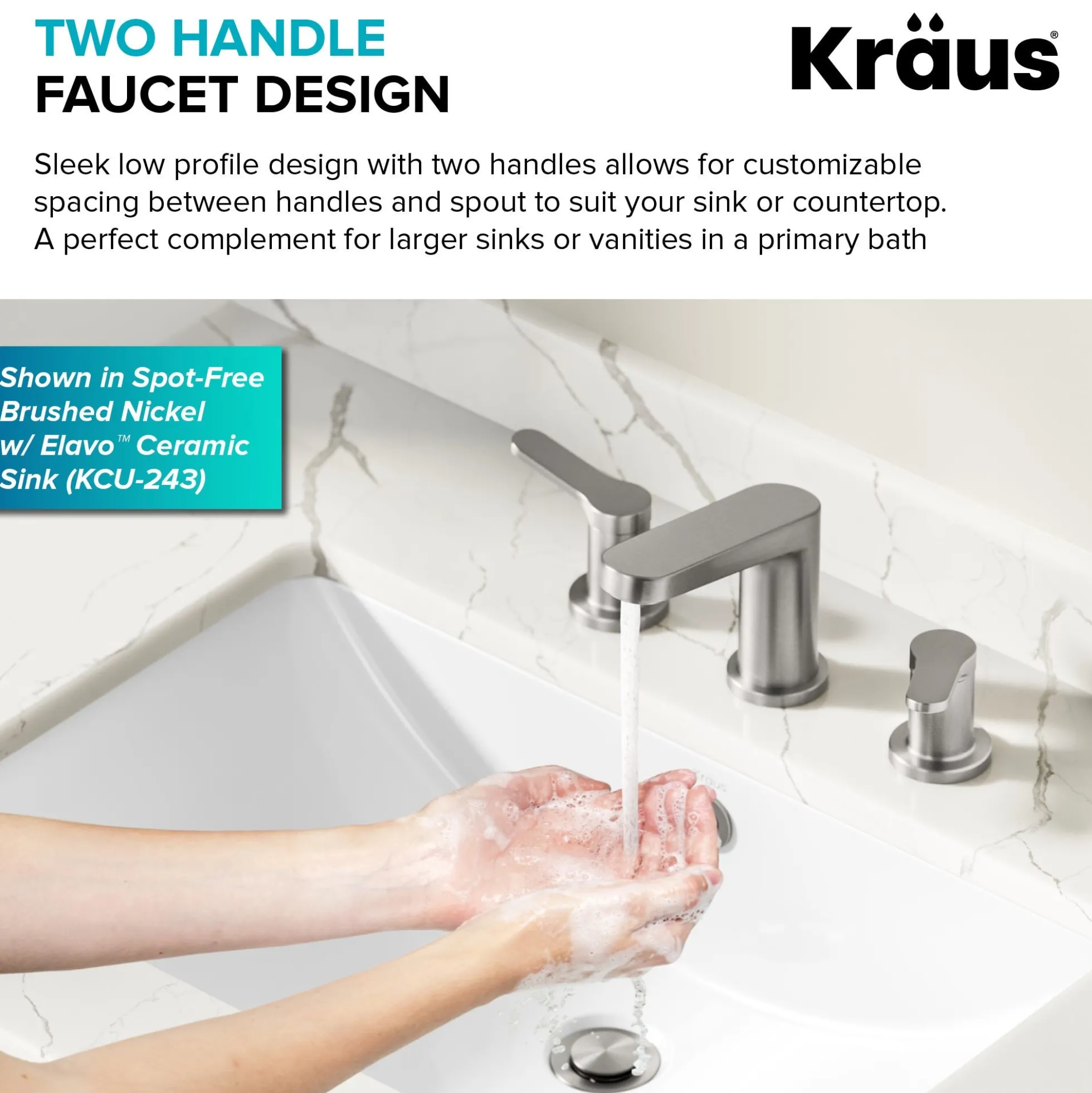 2-Handle 8-inch Widespread Bathroom Faucet in Spot-Free Brushed Nickel / Matte Black with Pop Up Drain and Supply Lines
