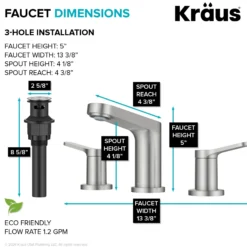 2-Handle 8-inch Widespread Bathroom Faucet in Spot-Free Brushed Nickel with Pop Up Drain and Supply Lines