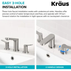 2-Handle 8-inch Widespread Bathroom Faucet in Spot-Free Brushed Nickel with Pop Up Drain and Supply Lines