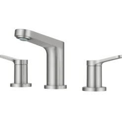 2-Handle 8-inch Widespread Bathroom Faucet in Spot-Free Brushed Nickel with Pop Up Drain and Supply Lines