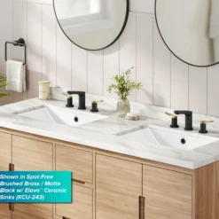 2-Handle 8-inch Widespread Bathroom Faucet in Matte Black with Pop Up Drain and Supply Lines
