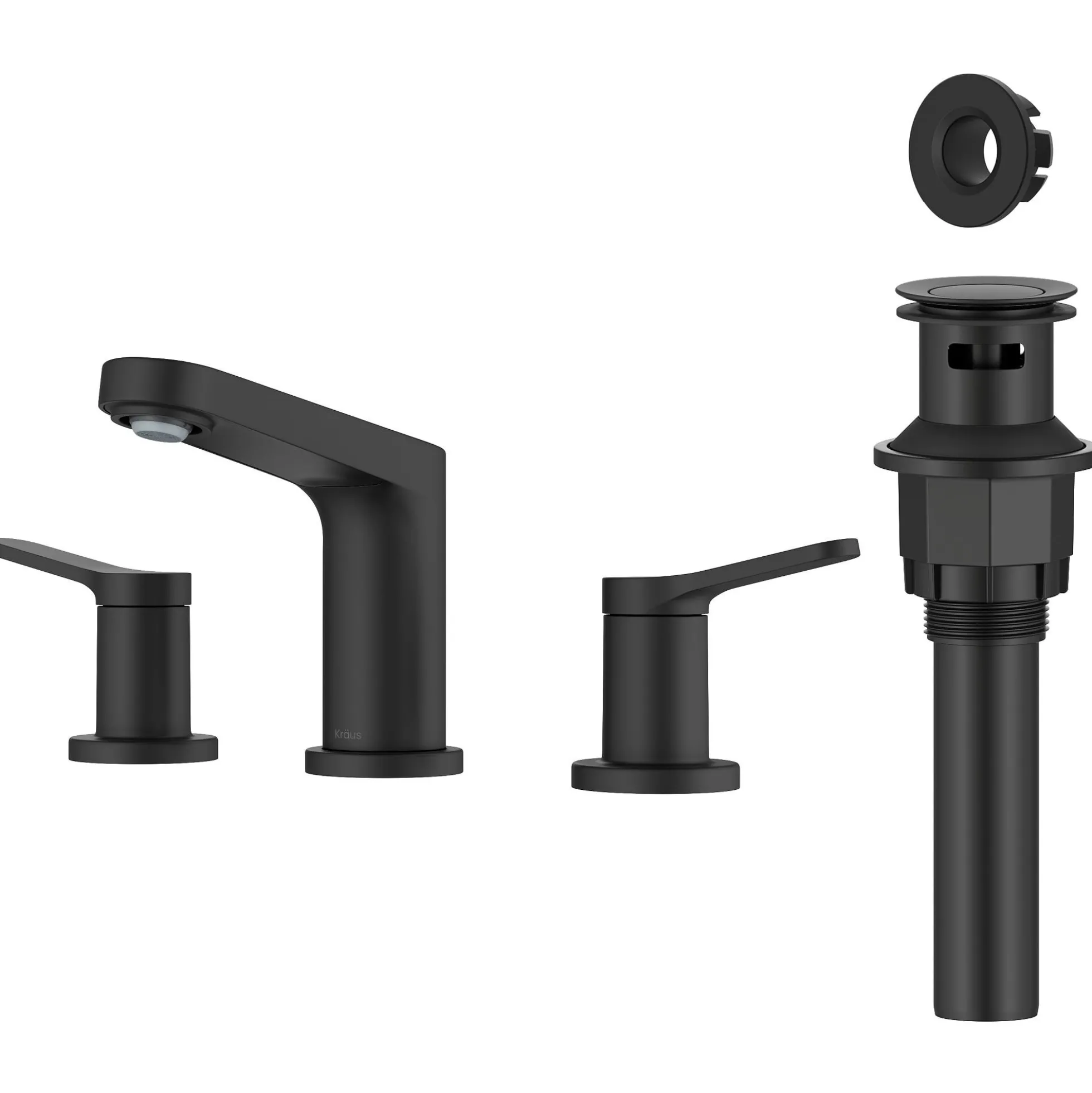 2-Handle 8-inch Widespread Bathroom Faucet in Matte Black with Pop Up Drain and Supply Lines