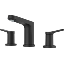 2-Handle 8-inch Widespread Bathroom Faucet in Matte Black with Pop Up Drain and Supply Lines