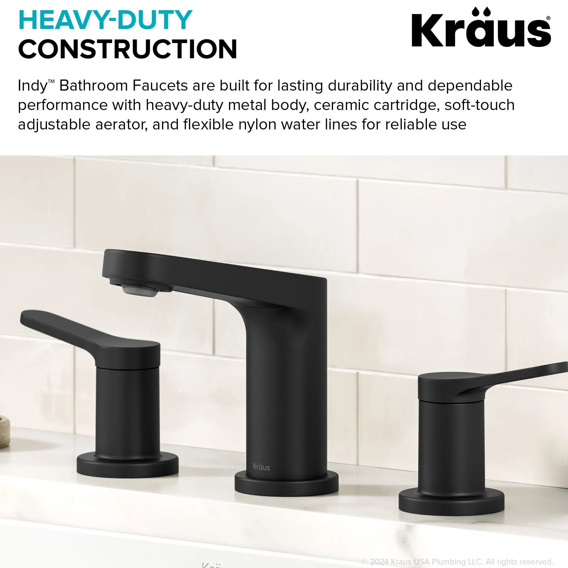 2-Handle 8-inch Widespread Bathroom Faucet in Matte Black with Pop Up Drain and Supply Lines