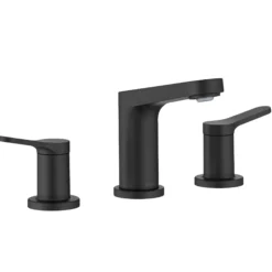 2-Handle 8-inch Widespread Bathroom Faucet in Matte Black with Pop Up Drain and Supply Lines