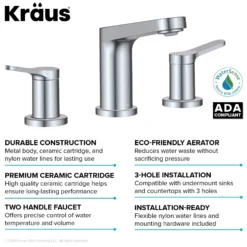 2-Handle 8-inch Widespread Bathroom Faucet in Chrome with Pop Up Drain and Supply Lines