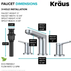 2-Handle 8-inch Widespread Bathroom Faucet in Chrome with Pop Up Drain and Supply Lines