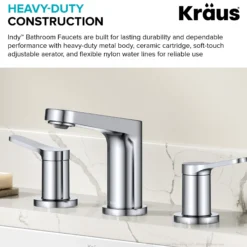 2-Handle 8-inch Widespread Bathroom Faucet in Chrome with Pop Up Drain and Supply Lines
