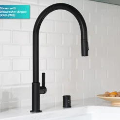 High-Arc Single Handle Pull-Down Kitchen Faucet in Matte Black