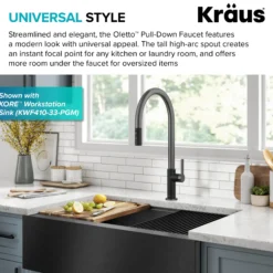 High-Arc Single Handle Pull-Down Kitchen Faucet in Matte Black / Spot Free Black Stainless Steel