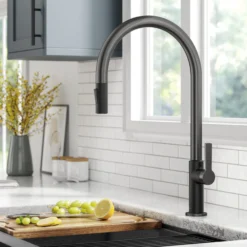High-Arc Single Handle Pull-Down Kitchen Faucet in Matte Black / Spot Free Black Stainless Steel