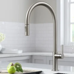 High-Arc Single Handle Pull-Down Kitchen Faucet in Spot Free Stainless Steel