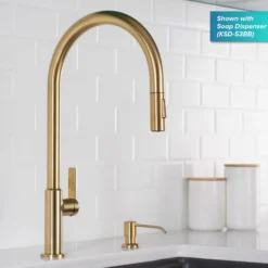 High-Arc Single Handle Pull-Down Kitchen Faucet in Brushed Brass