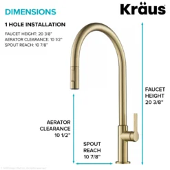 High-Arc Single Handle Pull-Down Kitchen Faucet in Spot Free Antique Champagne Bronze