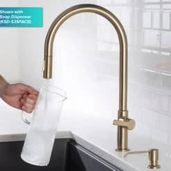 High-Arc Single Handle Pull-Down Kitchen Faucet in Spot Free Antique Champagne Bronze