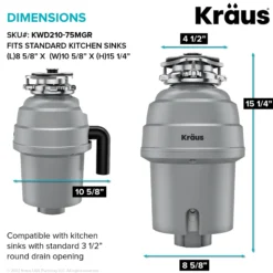 High-Speed 3/4 HP Continuous Feed Ultra-Quiet Motor Garbage Disposal with Power Cord and Flange Included and Universal Mount