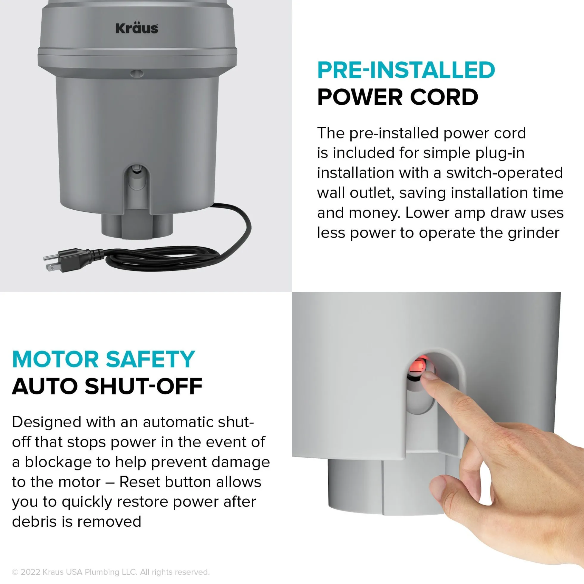High-Speed 3/4 HP Continuous Feed Ultra-Quiet Motor Garbage Disposal with Power Cord and Flange Included and Universal Mount
