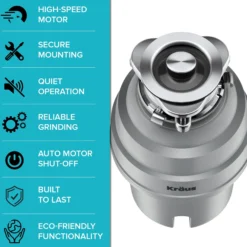 High-Speed 1 HP Continuous Feed Ultra-Quiet Motor Garbage Disposal with Power Cord and Flange Included and Universal Mount