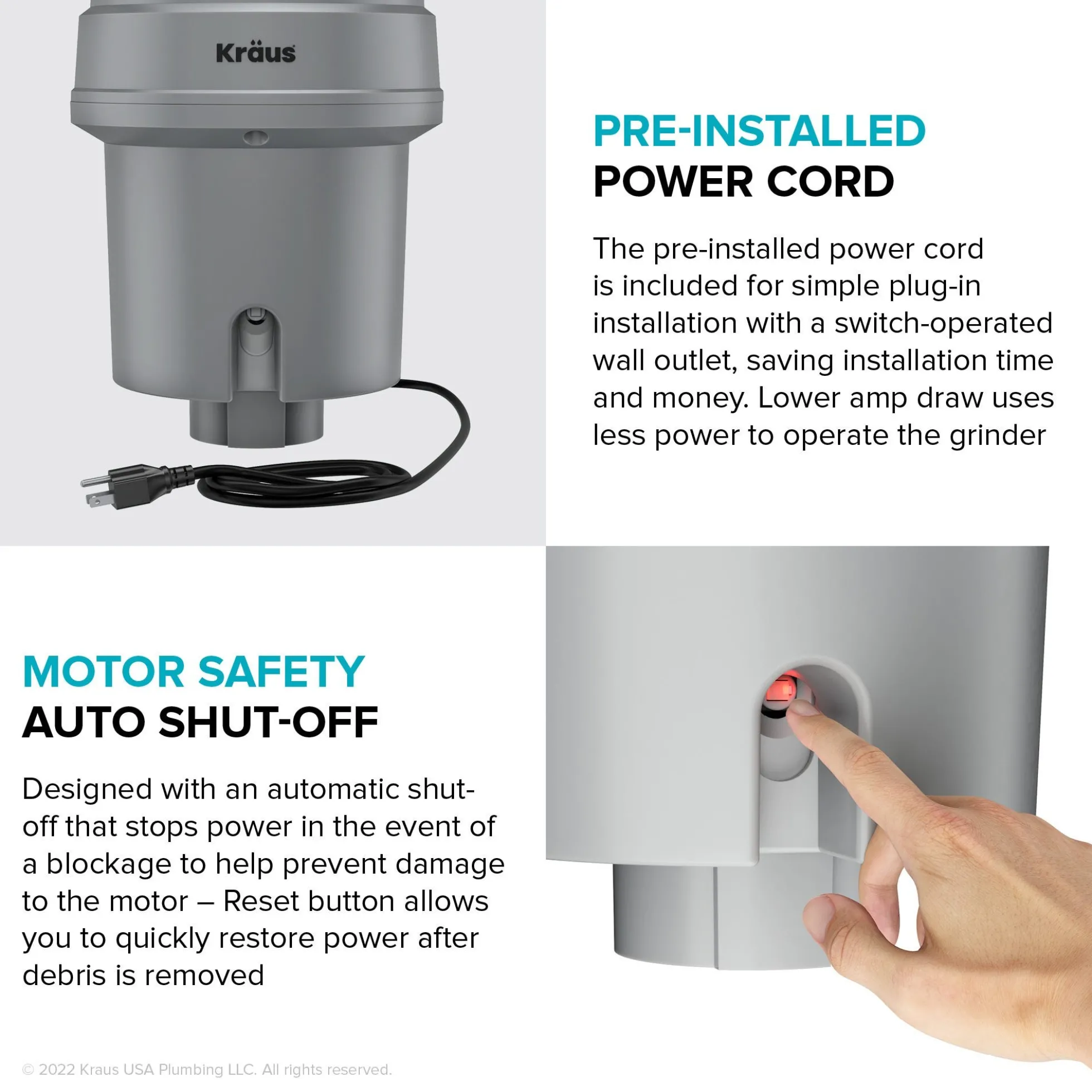 High-Speed 1 HP Continuous Feed Ultra-Quiet Motor Garbage Disposal with Power Cord and Flange Included and Universal Mount