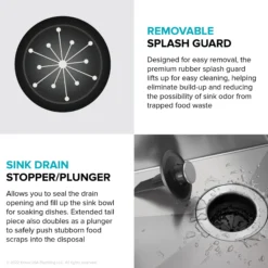 High-Speed 1/2 HP Continuous Feed Ultra-Quiet Motor Garbage Disposal with Quick Connect Mount, Power Cord and Flange Included