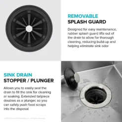 3/4 HP Continuous Feed Garbage Disposal with Ultra-Quiet Motor for Kitchen Sink with Power Cord and Flange Included