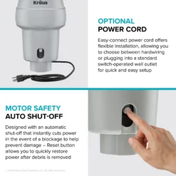 1/2 HP Continuous Feed Garbage Disposal with Ultra-Quiet Motor for Kitchen Sink with Power Cord and Flange Included
