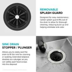 1/2 HP Continuous Feed Garbage Disposal with Ultra-Quiet Motor for Kitchen Sink with Power Cord and Flange Included