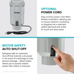 1/3 HP Continuous Feed Garbage Disposal with Ultra-Quiet Motor for Kitchen Sink with Power Cord and Flange Included