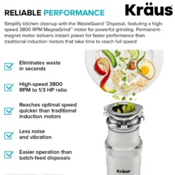1/3 HP Continuous Feed Garbage Disposal with Ultra-Quiet Motor for Kitchen Sink with Power Cord and Flange Included