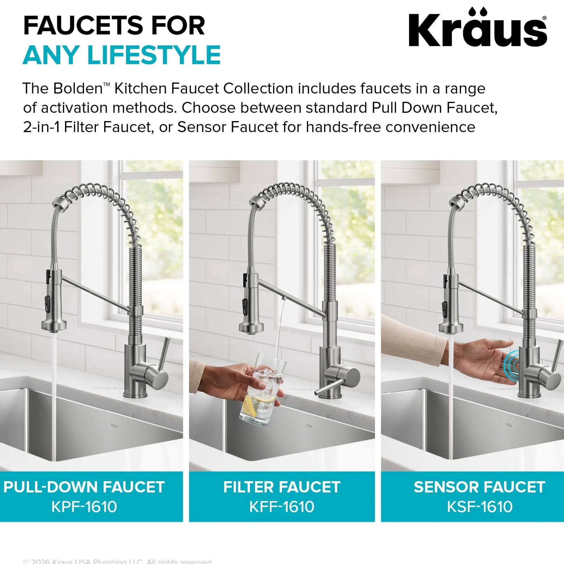2-in-1 Commercial Style Pull Down Kitchen Faucet with Integrated Water Filter Tap for Reverse Osmosis or Water Filtration System in Spot-Free Antique Champagne Bronze / Matte Black