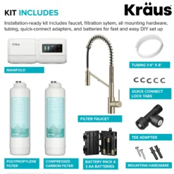 2-in-1 Commercial Style Pull-Down Single Handle Water Filter Kitchen Faucet in Spot-Free Antique Champagne Bronze with Purita™ 2-Stage Under-Sink Filtration System