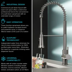 2-in-1 Commercial Style Pull-Down Single Handle Water Filter Kitchen Faucet in Spot Free Stainless with Purita™ 2-Stage Under-Sink Filtration System