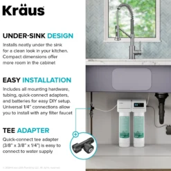 2-in-1 Commercial Style Pull-Down Single Handle Water Filter Kitchen Faucet in Matte Black with Purita™ 2-Stage Under-Sink Filtration System