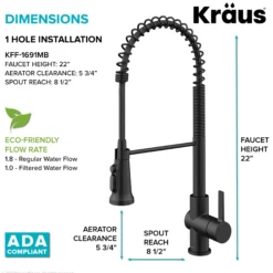 2-in-1 Commercial Style Pull-Down Single Handle Water Filter Kitchen Faucet in Matte Black with Purita™ 2-Stage Under-Sink Filtration System