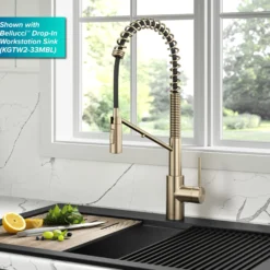 2-in-1 Commercial Style Pull-Down Single Handle Water Filter Kitchen Faucet for Reverse Osmosis or Water Filtration System in Spot-Free Antique Champagne Bronze