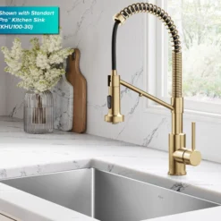 2-in-1 Commercial Style Pull Down Single Handle Water Filter Kitchen Faucet for Reverse Osmosis or Water Filtration System in Spot-Free Brushed Brass