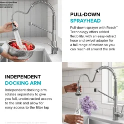 2-in-1 Commercial Style Pull Down Single Handle Water Filter Kitchen Faucet for Reverse Osmosis or Water Filtration System in Spot-Free Brushed Brass