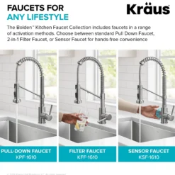 2-in-1 Commercial Style Pull Down Single Handle Water Filter Kitchen Faucet for Reverse Osmosis or Water Filtration System in Chrome