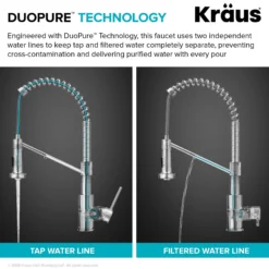 2-in-1 Commercial Style Pull Down Single Handle Water Filter Kitchen Faucet for Reverse Osmosis or Water Filtration System in Chrome