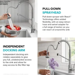 2-in-1 Commercial Style Pull Down Single Handle Water Filter Kitchen Faucet for Reverse Osmosis or Water Filtration System in Chrome