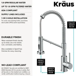 2-in-1 Commercial Style Pull Down Single Handle Water Filter Kitchen Faucet for Reverse Osmosis or Water Filtration System in Chrome