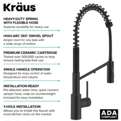2-in-1 Commercial Style Pull-Down Single Handle Water Filter Kitchen Faucet for Reverse Osmosis or Water Filtration System in Matte Black
