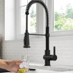 2-in-1 Commercial Style Pull Down Single Handle Water Filter Faucet for Reverse Osmosis or Water Filtration System in Matte Black