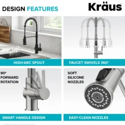 2-in-1 Commercial Style Pull Down Single Handle Water Filter Faucet for Reverse Osmosis or Water Filtration System in Matte Black