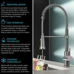 2-in-1 Commercial Style Pull Down Single Handle Water Filter Faucet for Reverse Osmosis or Water Filtration System in Matte Black
